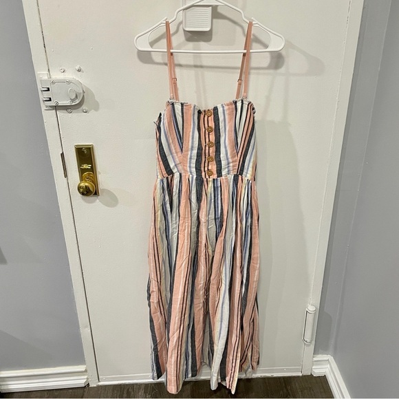 Free People Multi Stripe Lilah Pleated Tube Midi Dress - Picture 4 of 16